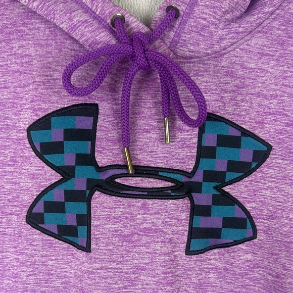 Under Armour Heathered Purple Long Sleeve Hoodie Size Medium - Picture 3 of 9